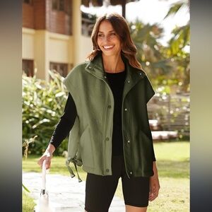 Small Oversized Olive Fleece Vest
